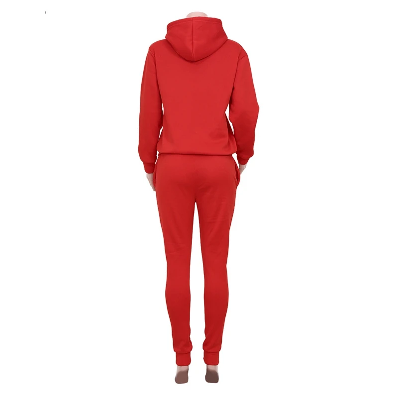 

Spring Summer Red Two Piece Set Women Embroidery Long Sleeve Hooded Crop Top+Pants Suits Casual Tracksuit Club Outfit Streetwear
