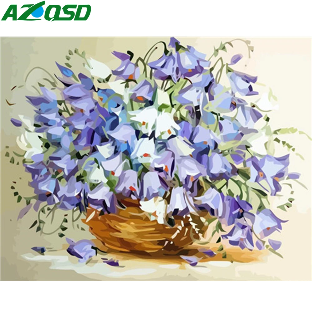 AZQSD краска по номерам на холсте цветочные DIY Unframe украшение дома Раскраска