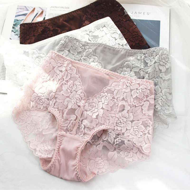 Женские сексуальные кружевные трусики нижнее белье со средней посадкой тонкие