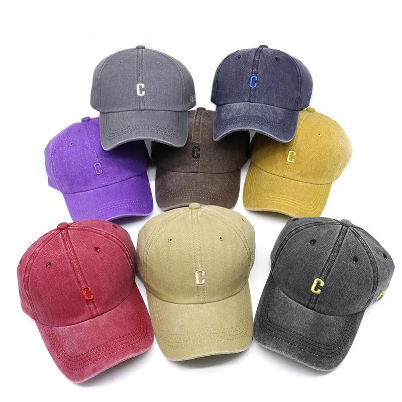 

Золотой C надписью бейсболка для женщин и мужчин открытые летние винтажные потертые джинсовые хлопок, Кепка с козырьком Bone Casquette оптовая про...