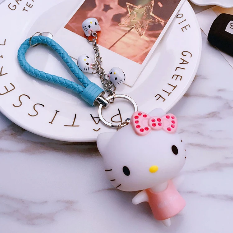 A9 Милый розовый Кот hello kitty кукла брелок кожаный шнур брелок держатель металлический брелок с колокольчиком брелок Шарм сумка Подвеска для автомобиля подарок - Цвет: A9