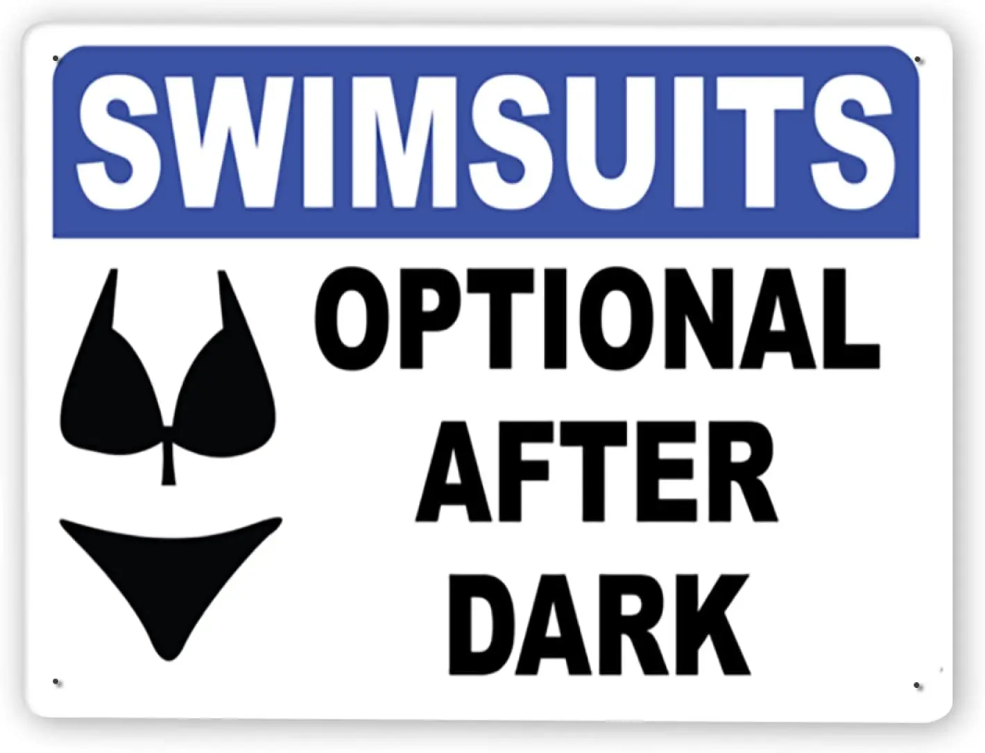 

1595 Warning Sign,Swimsuits Optional After Dark,Tin Aluminum Metal Decor Painting Traffic Warning Sign 8x12 Inch