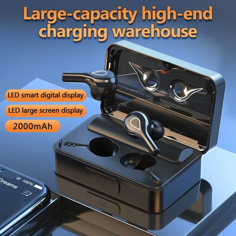

TWS Bluetooth 5.2 Earphones Stereo Sports Waterproof Bluetooth Wireless Headphones 2000mAh Charging Box Earbuds With Mic Headset