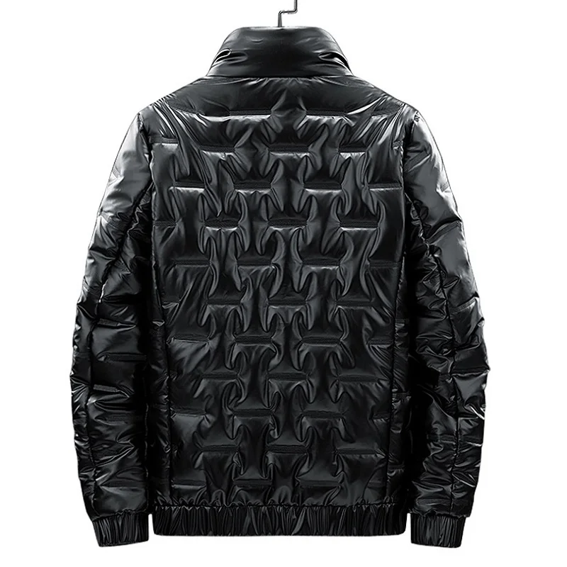 Autumn winter light and shiny cotton coat men's loose large size fat 8XL short section youth mens jacket casual stand collar top