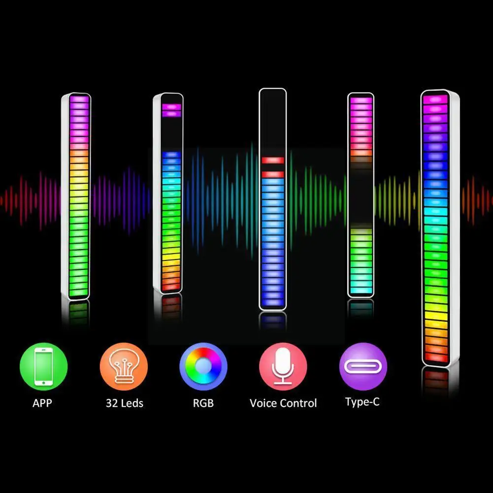 

LED Strip Light Sound Control Pickup Rhythm Light Music Atmosphere Light RGB Music Light Bar USB Colorful Lamp For Car Part D0U8