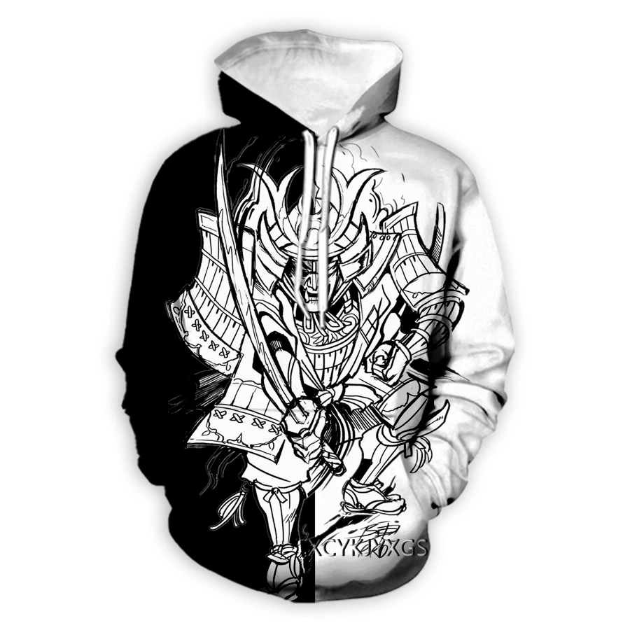 Новая Мужская/Женская толстовка с 3D-принтом японская Татуировка самурая модная