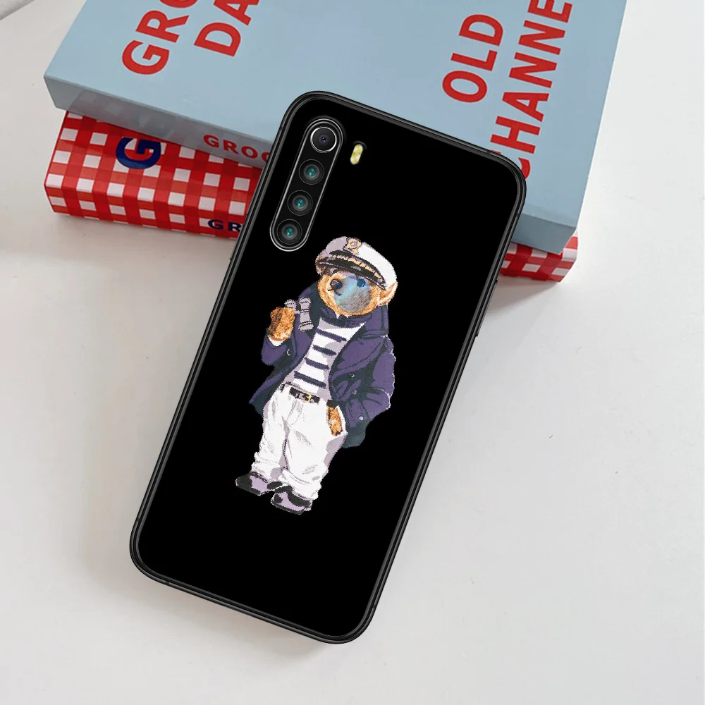 

Korea Luxury Fashion Brand Bear Phone Case For Xiaomi Redmi Note 7 8 8T 9 9S 4X 7 7A 9A K30 Pro Ultra black Waterproof Pretty