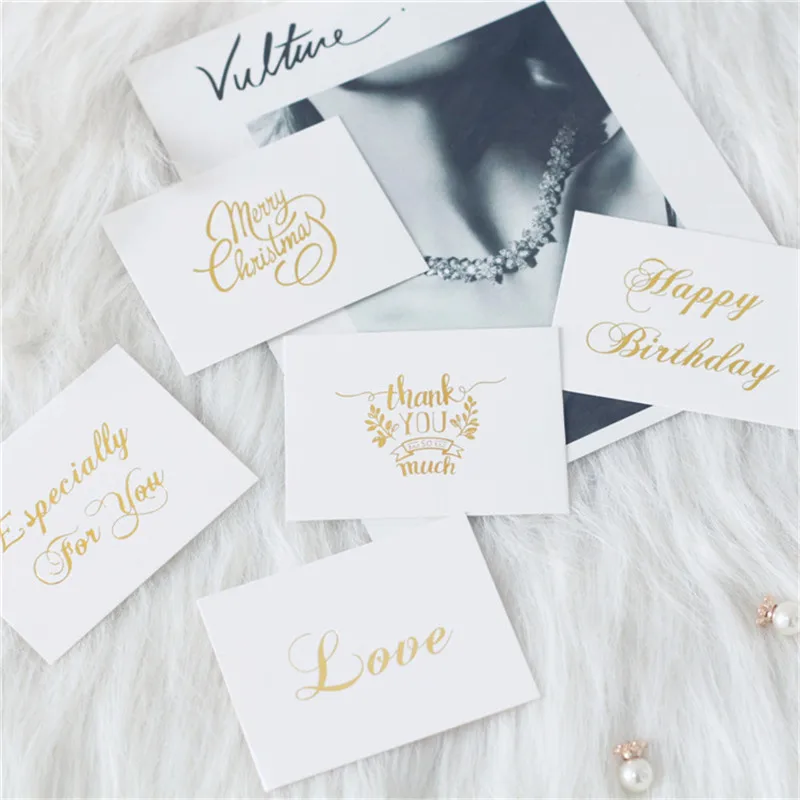 10 шт. мини открытки с тиснением под золото поздравительная открытка на день