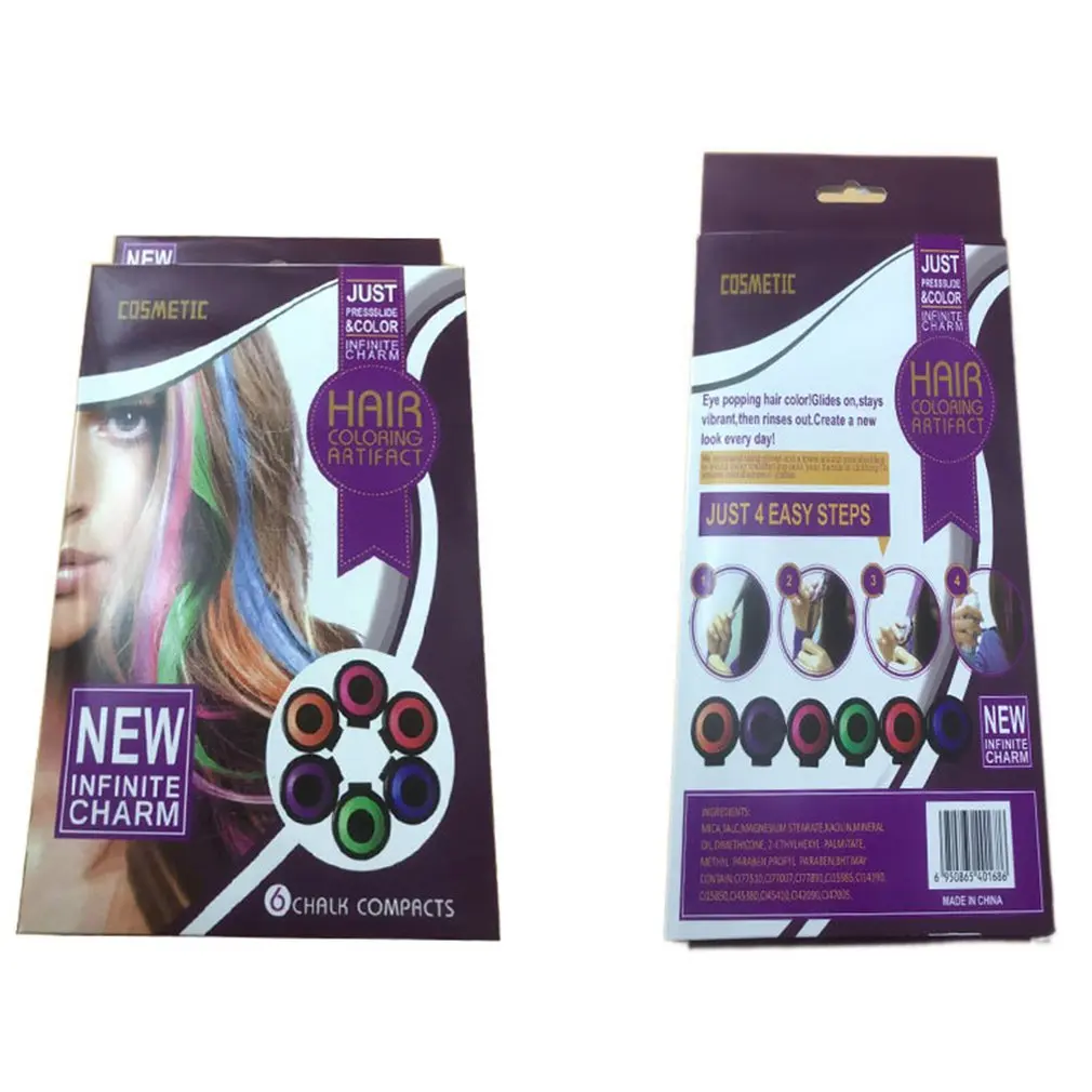 

6-colors Temporary Fast Hair Coloring Set Hair Dye Powder Styling Chalk Set Soft Pastels Salon Tools Color Kit
