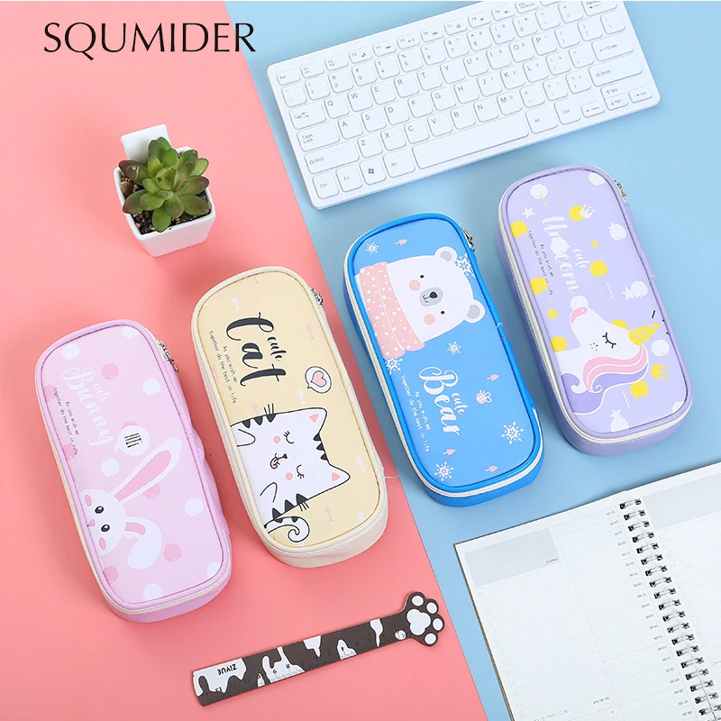 Чехол для карандашей 2021 SQUMIDER вместительный пенал из искусственной кожи