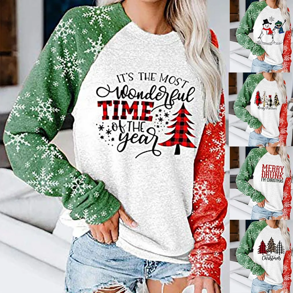 Женский свитшот с длинным рукавом и круглым вырезом свободного покроя|Блузки| |