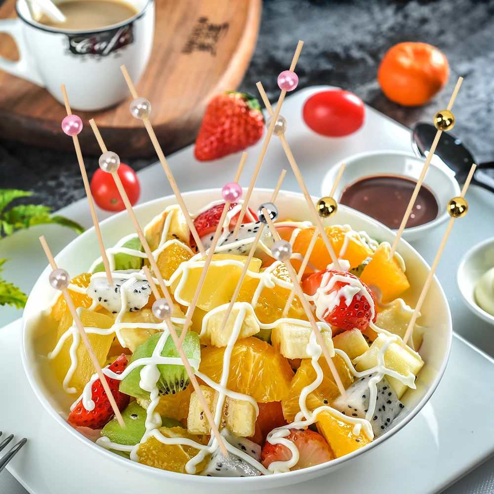 100 шт. 12 см деревянные зубочистки коктейля пищевой шампур выбирает фрукт закуска