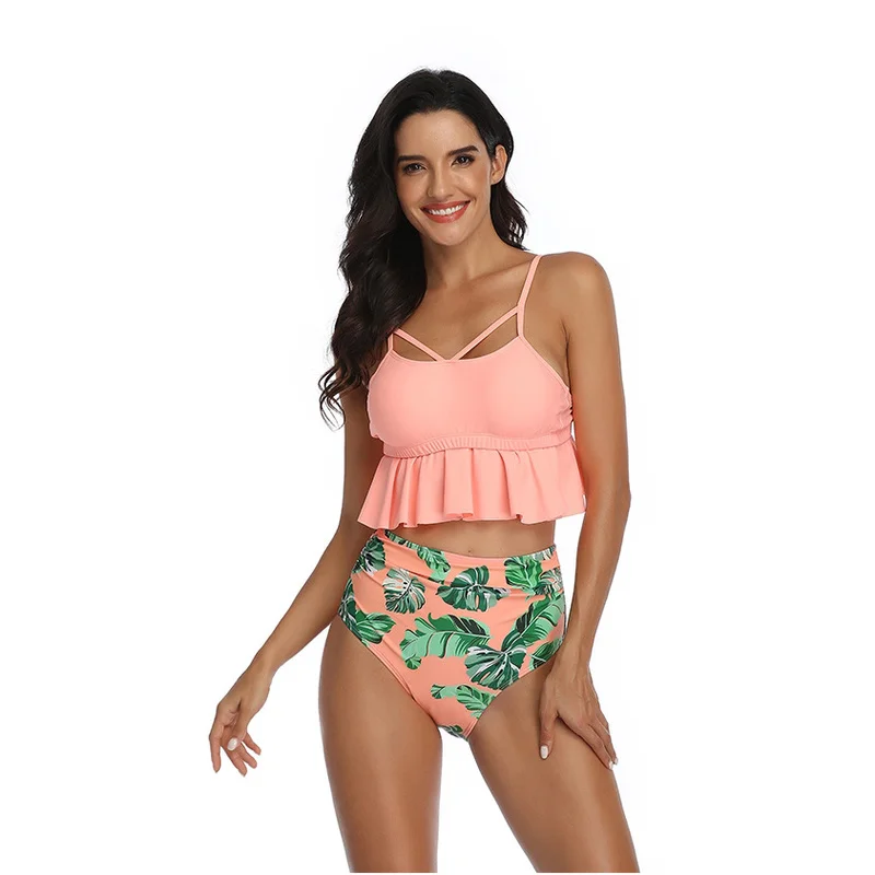 

4 Color Camisole New Style Bikini High Waist Printed Swimsuit for Women Swimwear Hot Spring Vacation Holiday Beach Wear