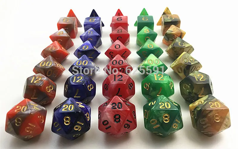 Новый набор цифровых игральных костей разных цветов 7 шт./компл. DnD d4 d6 d8 d10 d % d12 d20