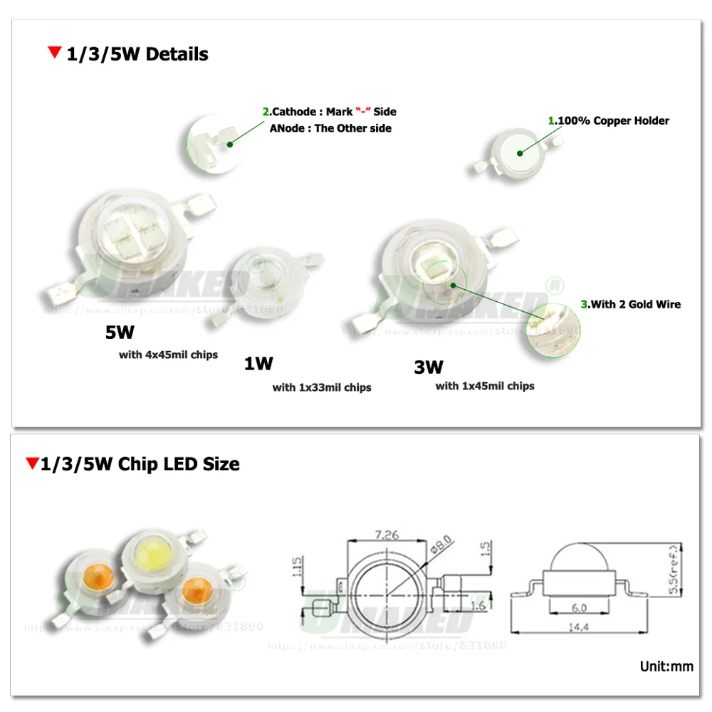 Infrared High PowerLED Chips IR 730Nm 850Nm 940Nm 3W 5W Emitter Diode COB integrated Matrix LED Light Beads for CCTV Night Camra | Лампы и