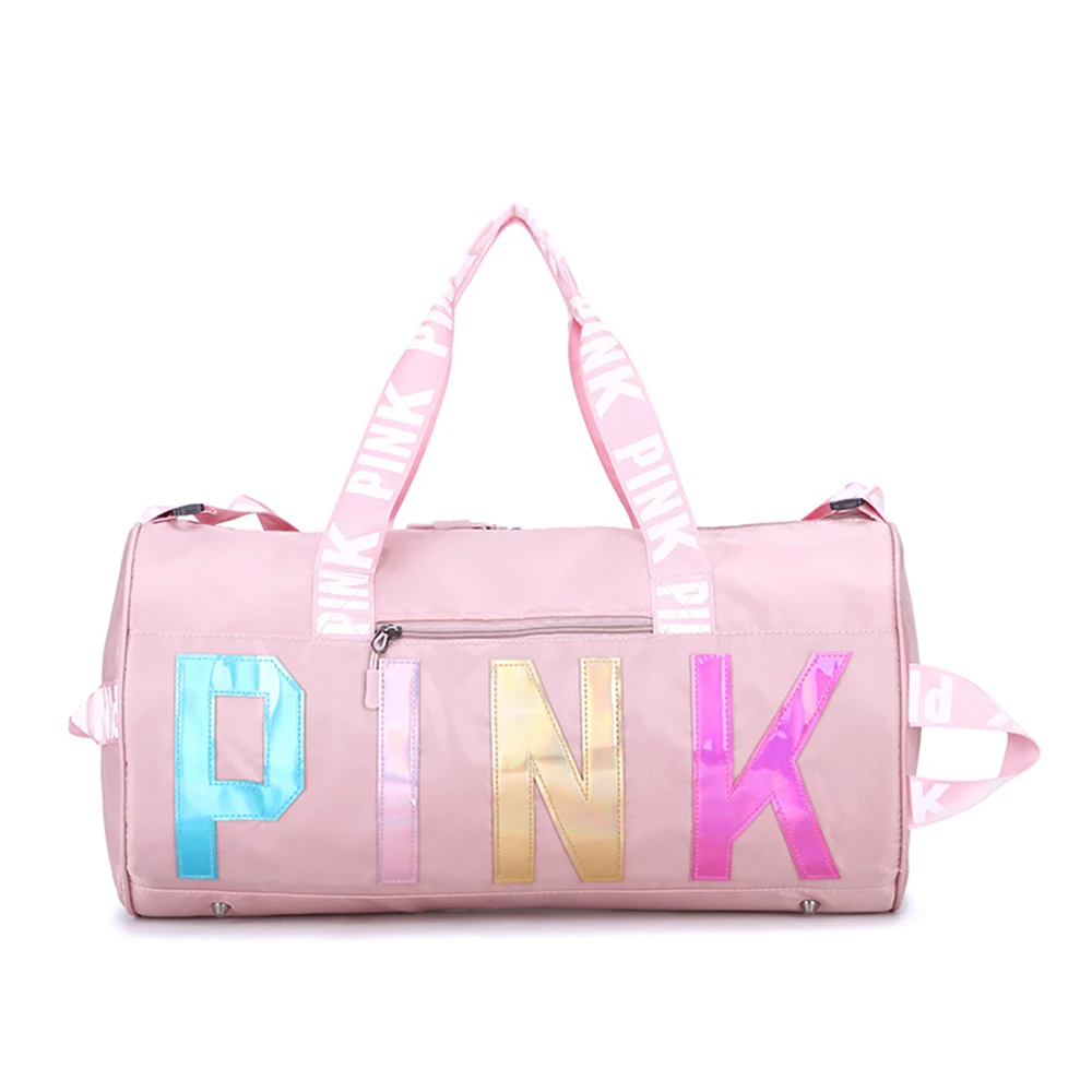 Large Pink Travel Bag Women Outdoor Sports Fitness Training Bags Nylon Waterproof Female Handbag Fashion Tote Bag