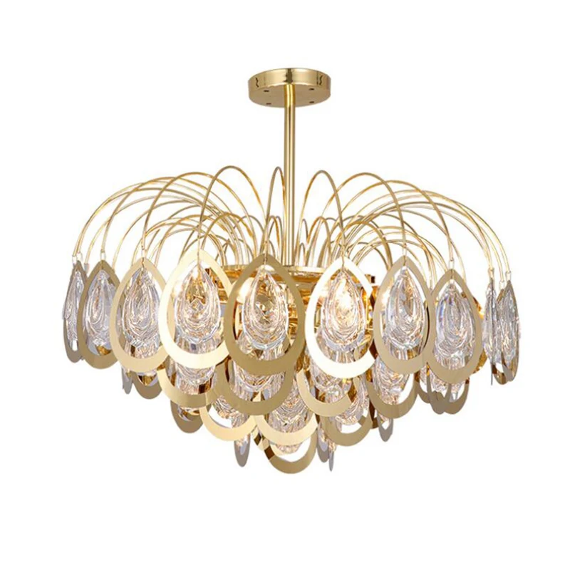 Postmodern peacock feather shape restaurant chandelier creative personality crystal light luxury living room bedroom | Лампы и