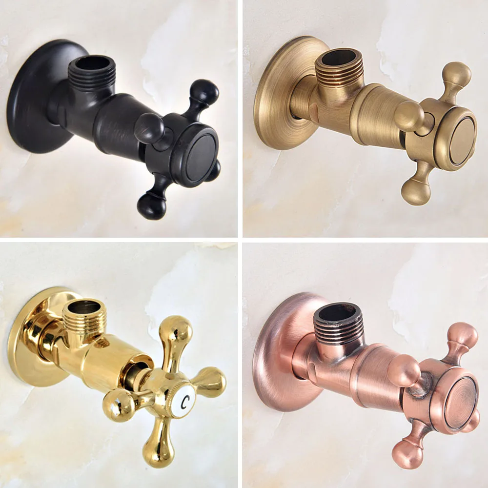 

Gold Black Antique Brass Triangle Valve Water Control Valve Bathroom Tap Water Valve 1/2*1/2 Brass Angle valves KD1439