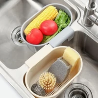 multifunctional sink strainer fruit vegetable drainer basket kitchen waste filter basket sponge hanging basket rack kitchen shel