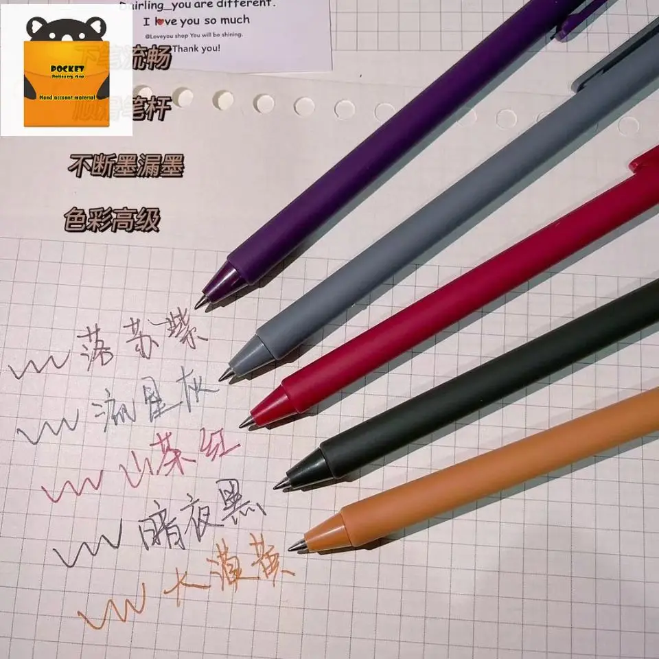 

5 шт., 0,5 мм, креативная милая маленькая гелевая ручка, кавайная быстросохнущая ручка с колпачком, нейтральная ручка