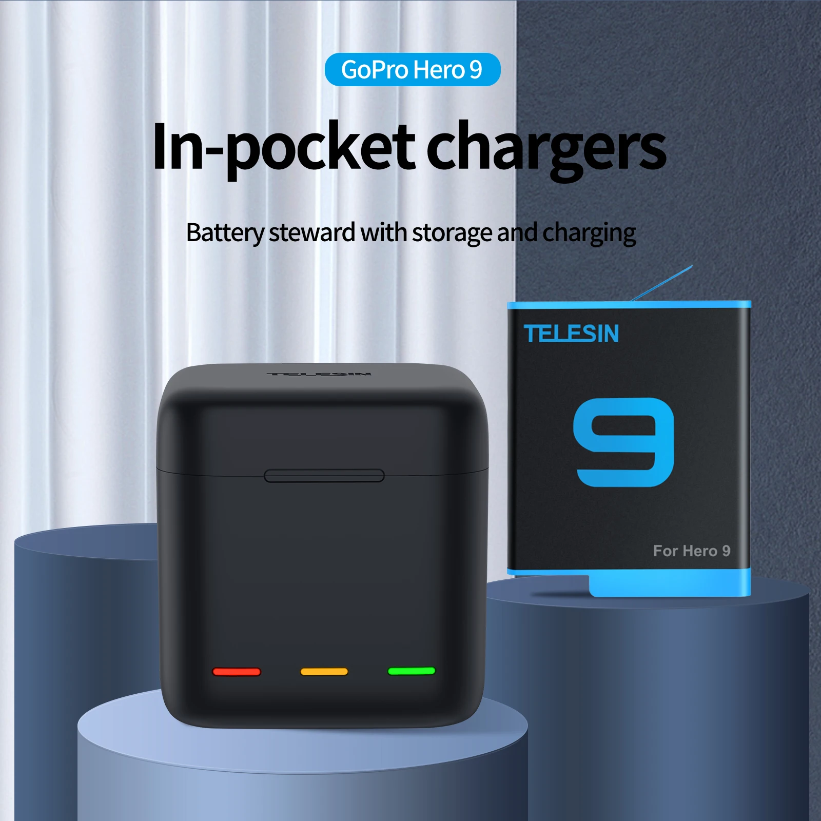 

Аксессуары для спортивной камеры GoPro Hero 9 зарядное устройство для GoPro 9 умный чехол для быстрой зарядки 1750 мА/ч коробка для хранения литий-ион...