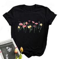 ukraine cottagecore womens t shirts 2021 wild flowers 90s aesthetic black womens clothing 2021 printing womens tee shirts
