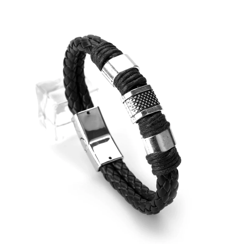 Мужские браслеты с двойной цепочкой плетеные застежкой для рукоделия кожаные