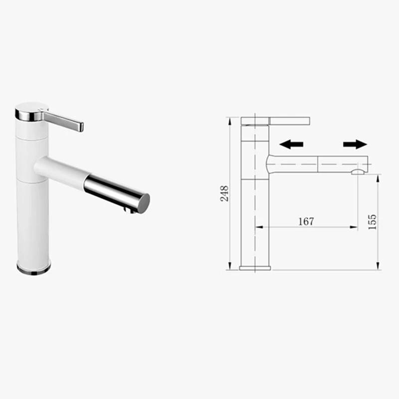 Смесители для раковины WZLY низкий хромированный латунный черный выдвижной кран
