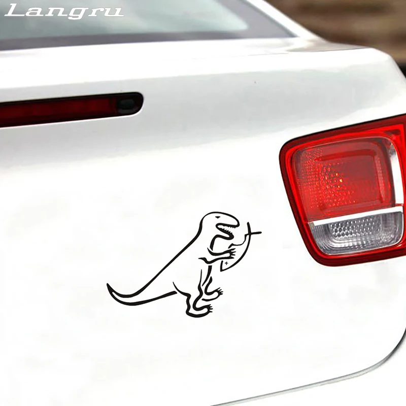 

Langru 15cm*10.2cm Car Atheist Decal Sticker Dinosaur Eating Fish Sticker Waterproof Car Accessories Jdm