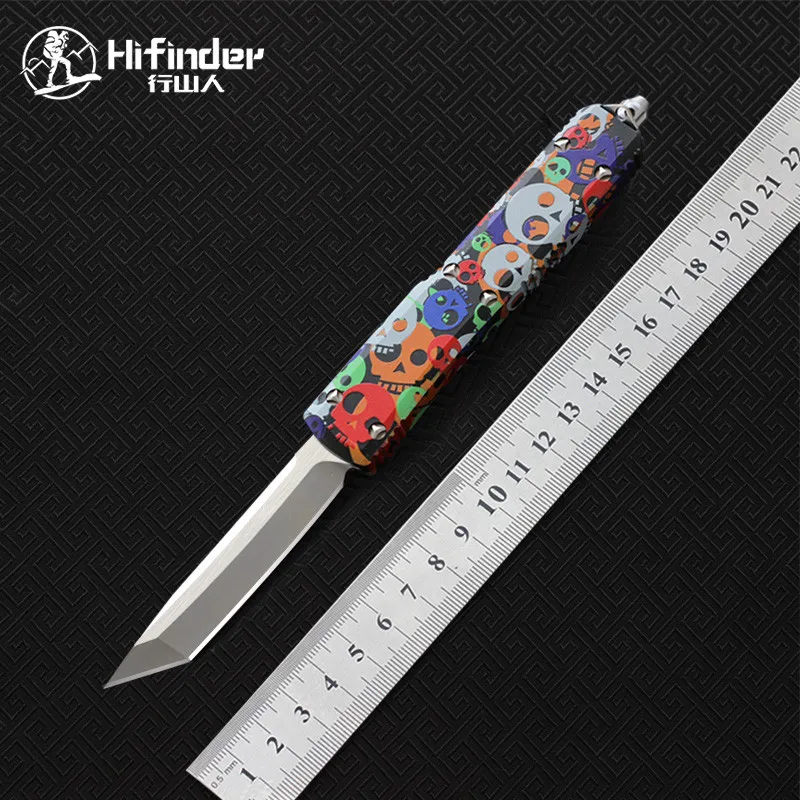 Тактический нож HIFINDER D2 алюминиевая ручка с черепом из белого лезвия 6061-t6 для