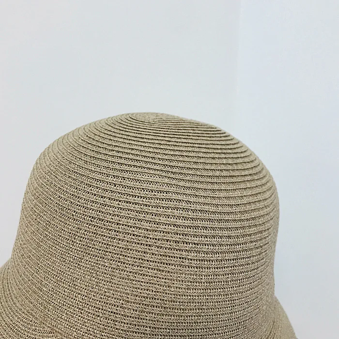 

Spring and summer this paragraph casual hit color edging female folding fisherman hat basin hat sunscreen beach straw hat