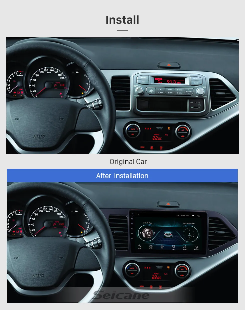 Seicane 2Din Android 8,1 " автомобиль радио для 2011 2012 2013 KIA PICANTO Утро gps мультимедийный плеер головное устройство Wi-Fi 4-х ядерный