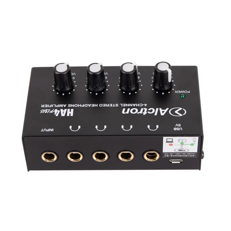 

HA4PLUS Compact 4 Channels Mini Stereo Headphone Amplifier Portable Recording Earphone Amplifier