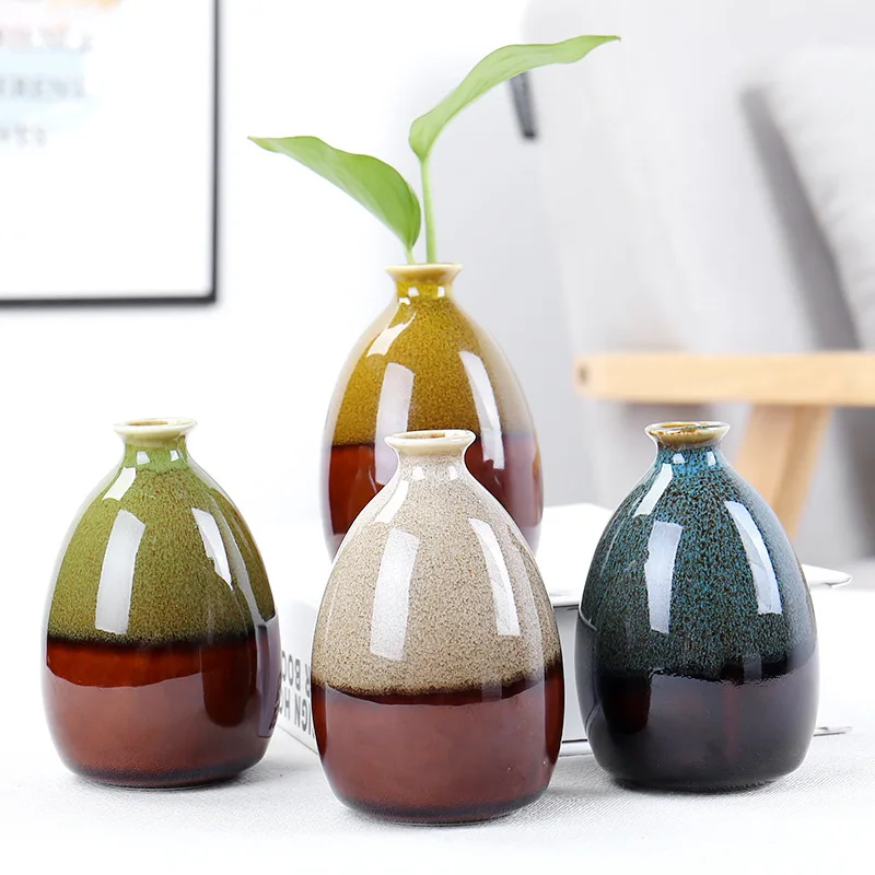 

4PCS/set Ceramic Creative Tabletop Vase Plant Hydroponic Vase Ornament for Home Office Decoration Crafts