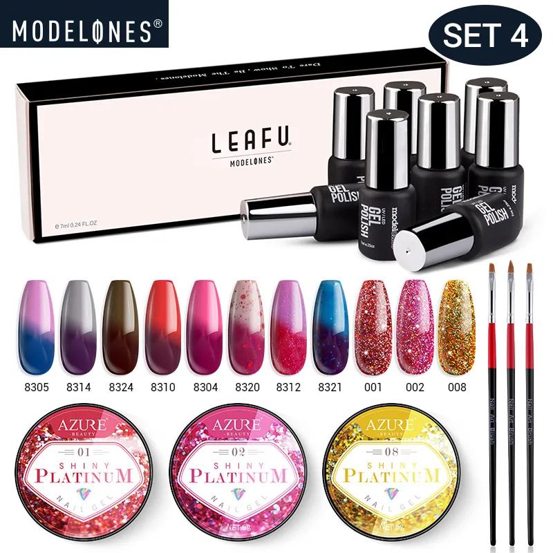 Modelones 12 шт./лот хамелеон температурный лак для ногтей замачиваемый светодиодный