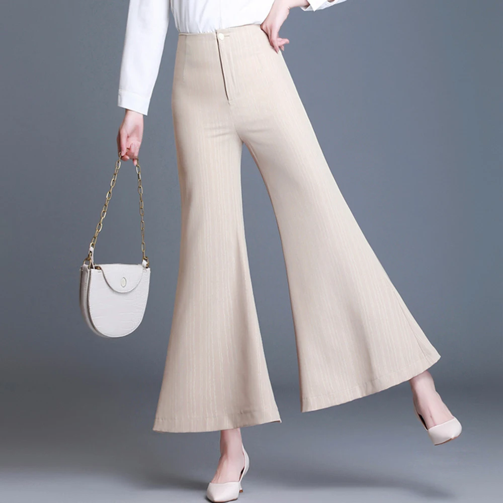 Женские Укороченные расклешенные брюки женские Капри широкие тонкие большие