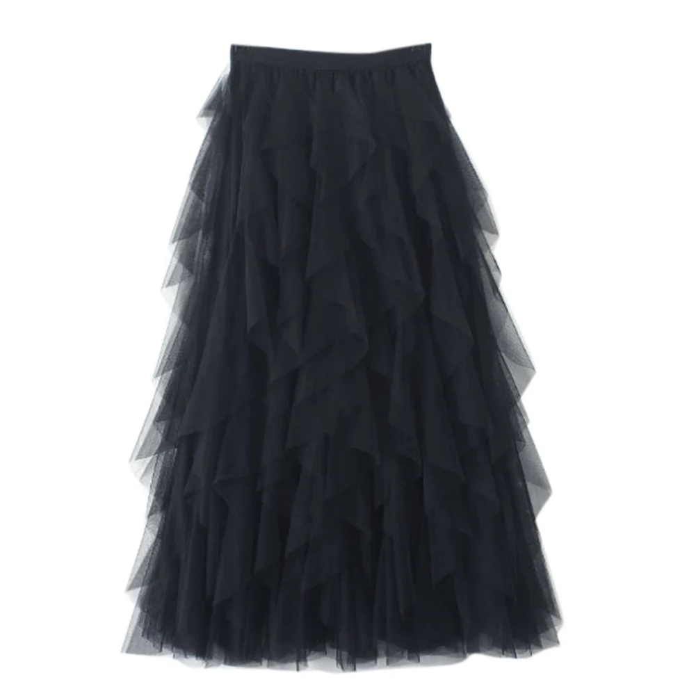 Женская Осенняя Асимметричная юбка сетчатая шикарная высокая талия облегающая