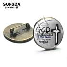 МужскаяЖенская Брошь на лацкан SONGDA, круглая брошь в форме Псалом, с надписью сила моего сердца
