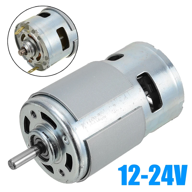 12 V-24 V высокой мощности 775 двигатель постоянного тока с большим крутящим моментом низкая Шум шариковый подшипник 10000 об/мин электронных двигателей