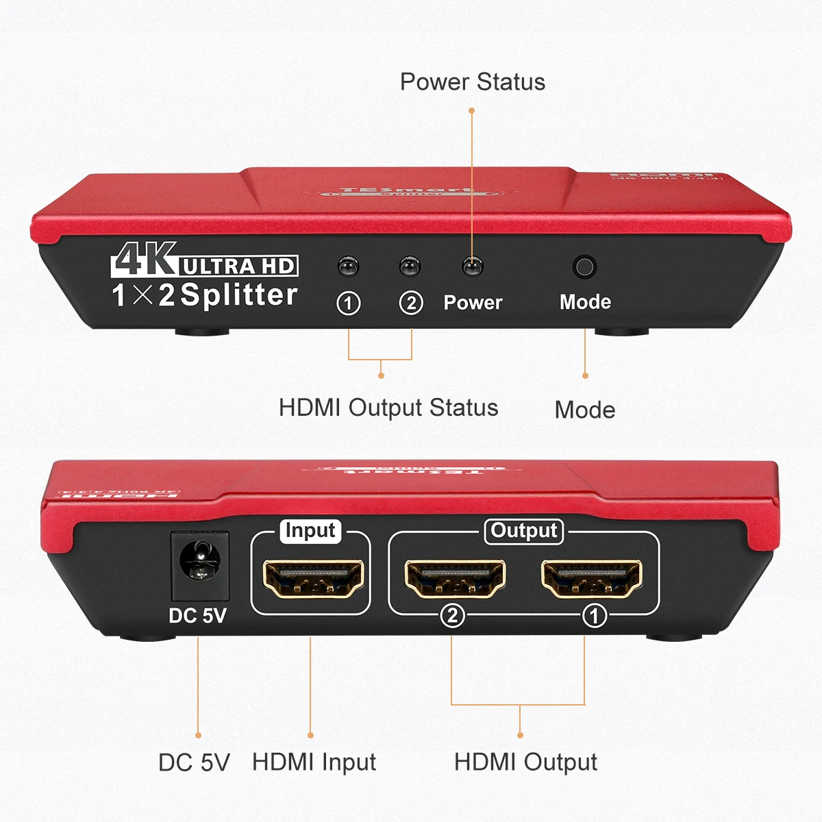 Tesla Smart 1 компьютер 2 монитора HDMI сплиттер раветвитель 1x2 с Мощность адаптер HDTV DVD PS3
