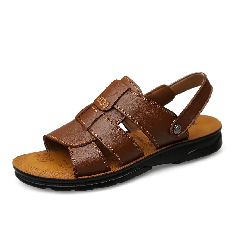 Brand Men Sandals Genuine Leather Beach Roman Casual Shoes Flip-Flops Slippers Sneakers Summer |