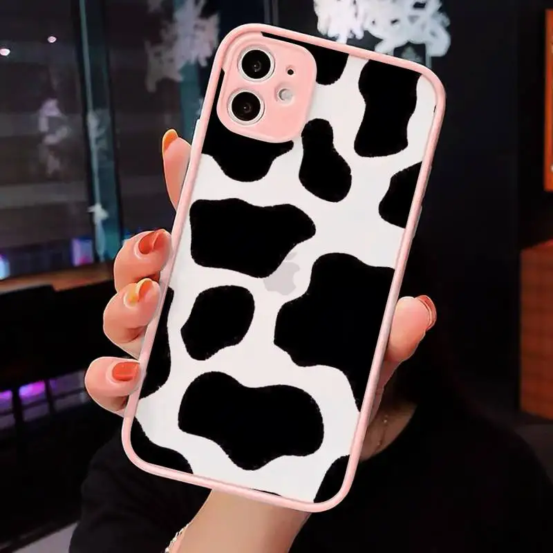 

Cow color Print fashion Pattern texture Phone Case For iPhone 12 11 Mini Pro XR XS Max 7 8 Plus X Matte transparent