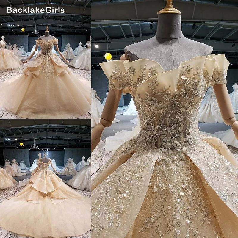 Дешевое свадебное платье с открытыми плечами Милая Аппликация из бисера