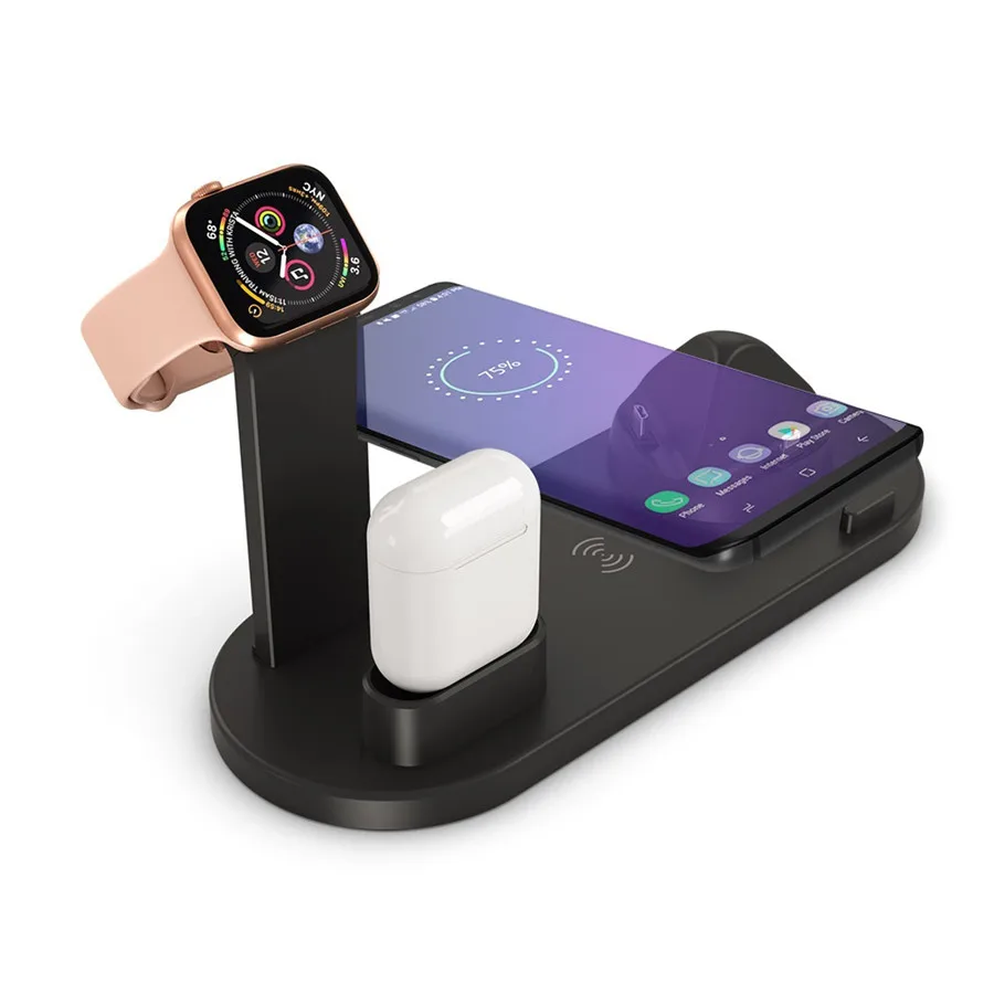 Qi 10 Вт автомобильный для iphone xiaomi samsung мобильный телефон для AirPods smartwatch USB type c беспроводное быстрое зарядное устройство зарядная станция Док-станция