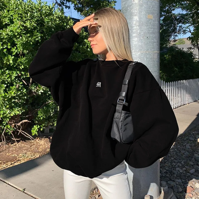 

2021 Summer streetwear women clothes plus size sweatshirt women embroidery M long sleeve oversize hoodie Pullovers tops
