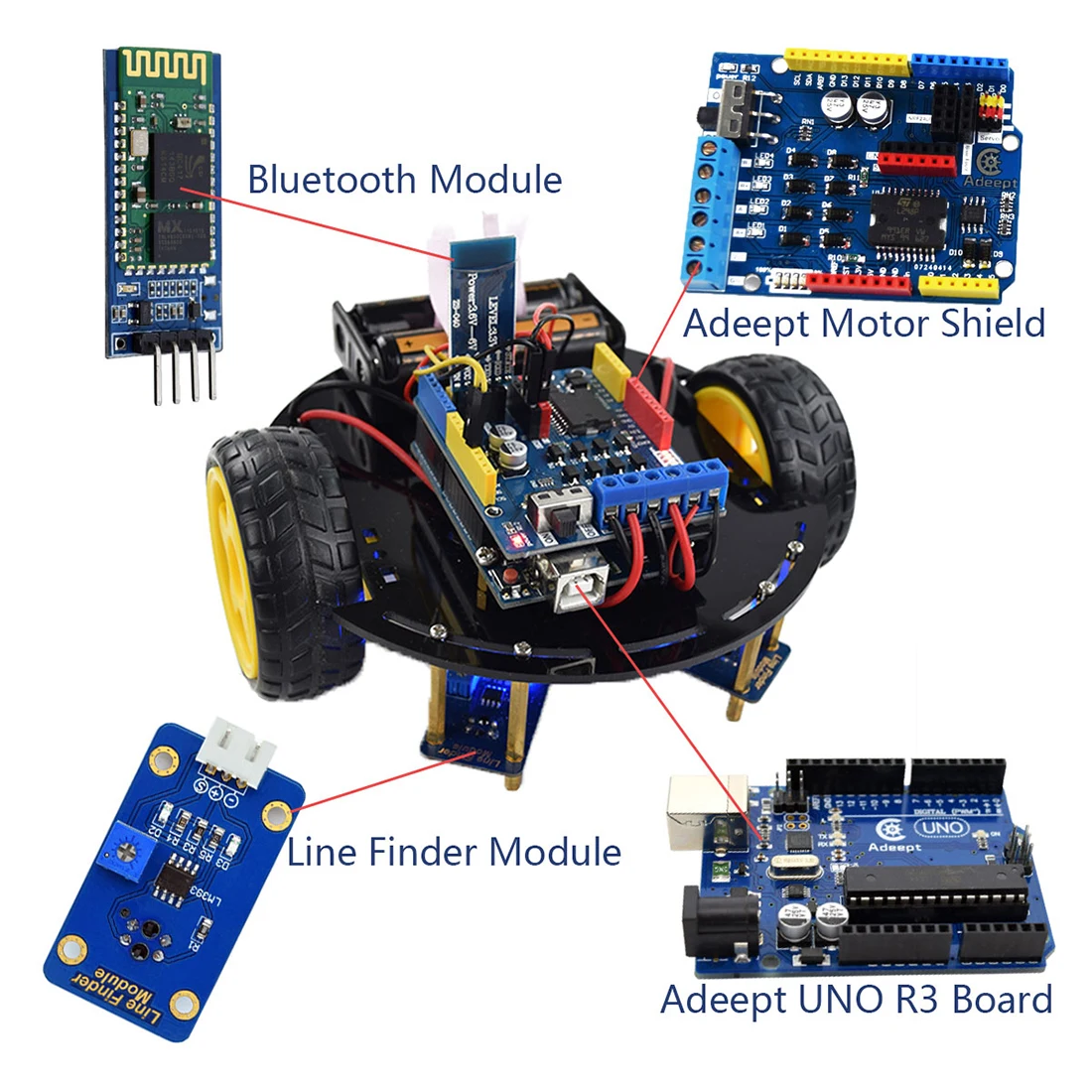 Adeept 3WD Bluetooth умный робот автомобильный комплект Stem Arduino стартовый обучающий для UNO