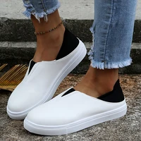 womens flat single shoes solid casual slip on plus size ladies sneakers shallow woman vulcanized shoe concise female skateboard