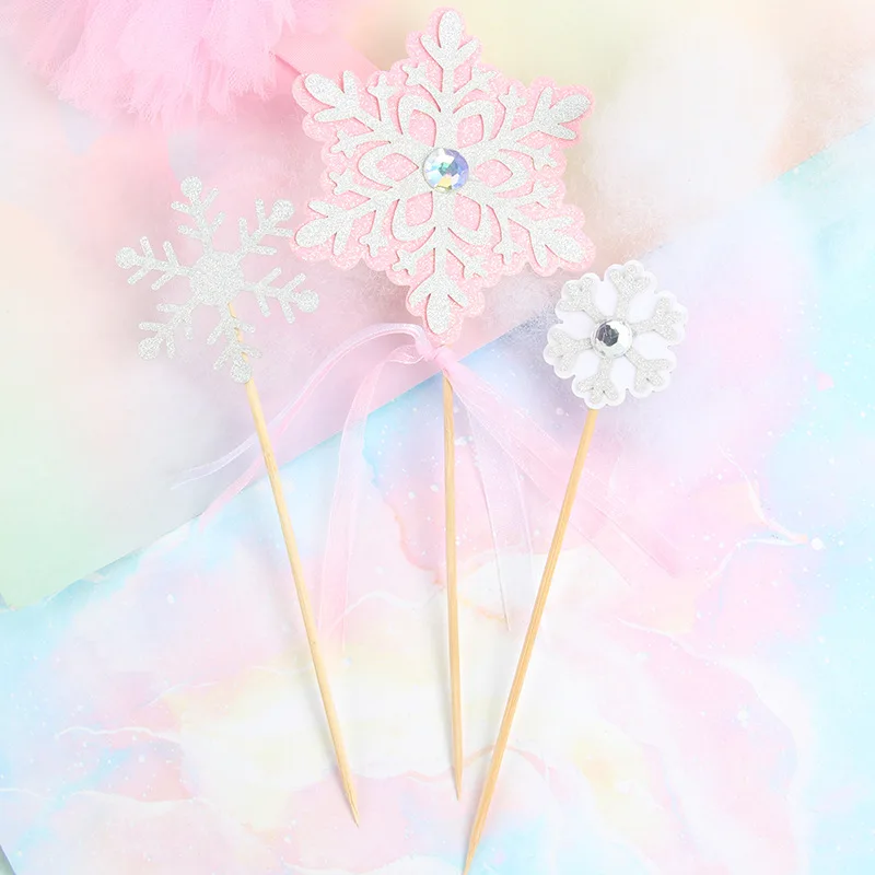 3 шт. Рождественские снежинки капкейки топперы для маленьких девочек