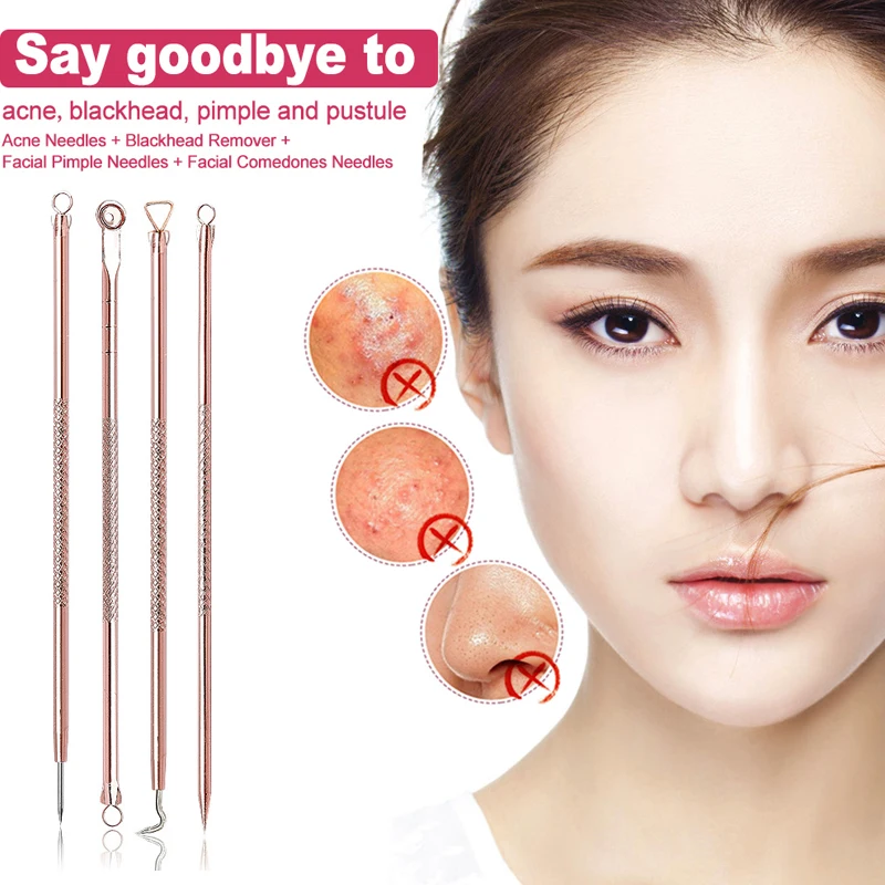 4 шт./компл. для удаления угрей акне иглы прыщей инструмент массажер лица уход за