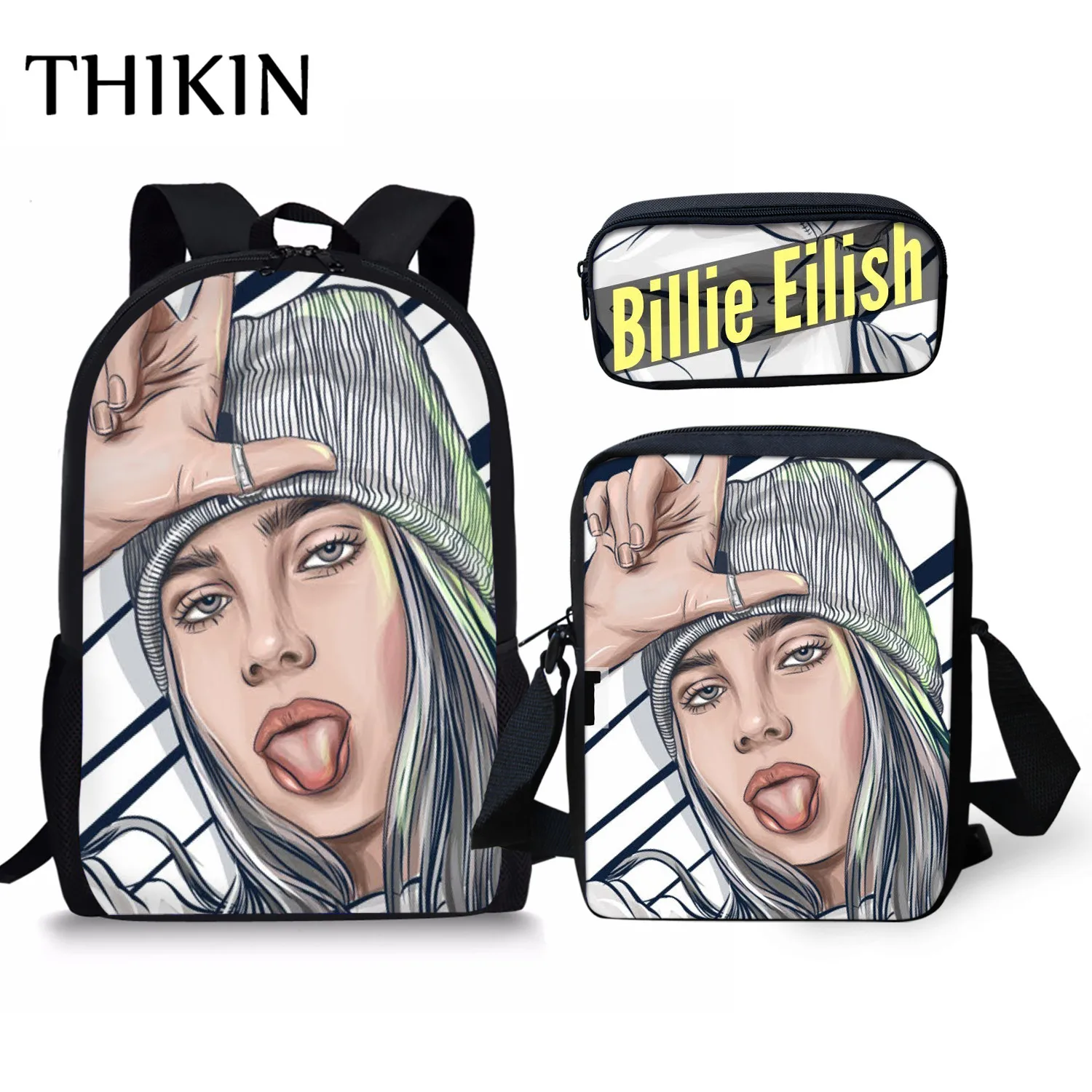 Женский рюкзак THIKIN Rapper Billie Eilish для девочек-подростков, школьная сумка в стиле хип-хоп для женщин, вместительная сумка для путешествий, Студенческая сумка Mochila